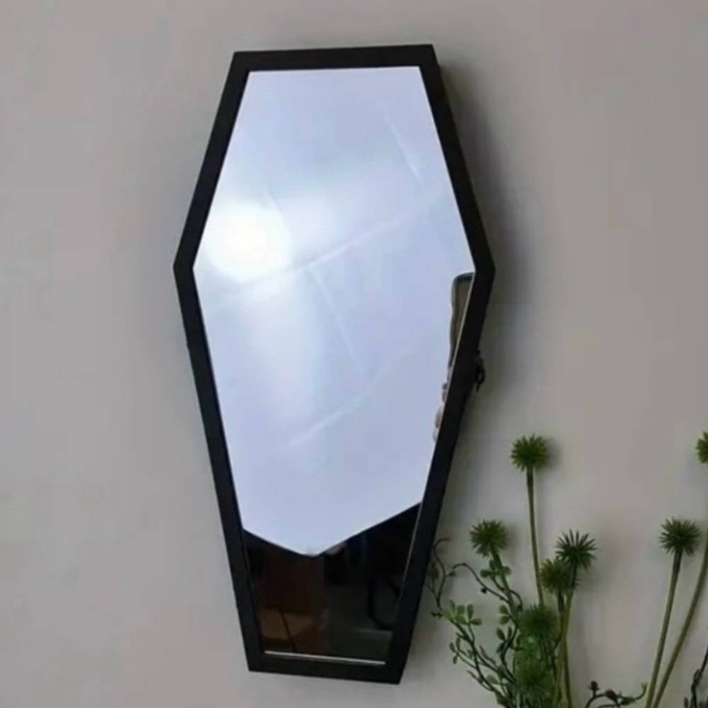 Gothic Floating Wall Shelf with Mirror Coffin shape